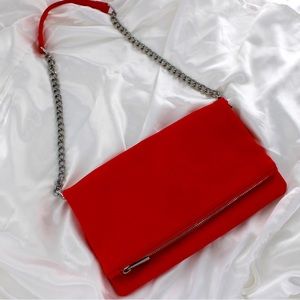Bright Red Shoulder Bag / Envelope / Switchable Chain Bag